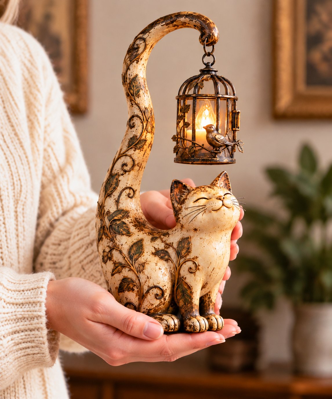🐈‍⬛Lampe sculpturale vintage en forme de chat – Un petit gardien de la chaleur, des souvenirs et des coins douillets✨