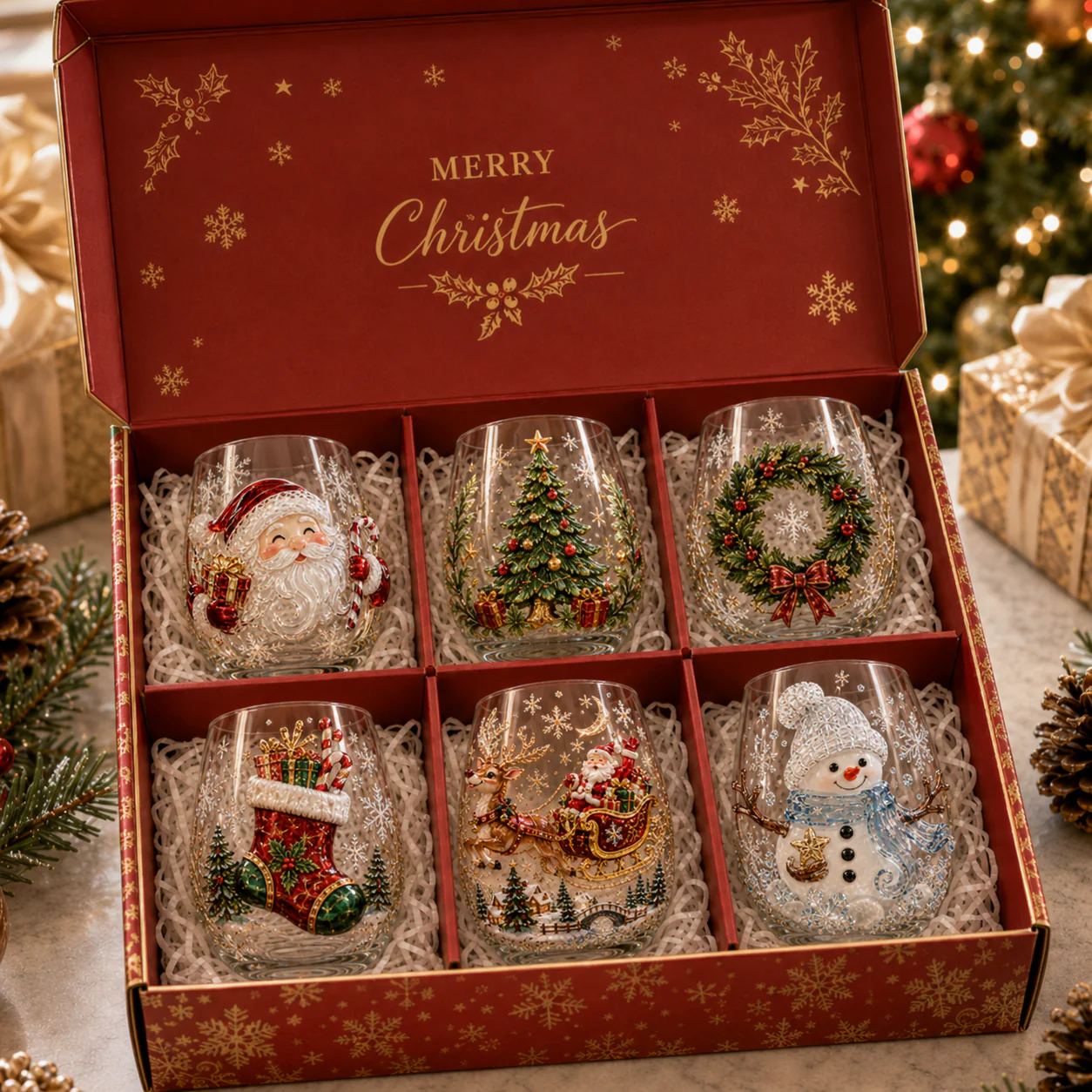 💥Collection de cadeaux de Noël : verres en verre magiques✨