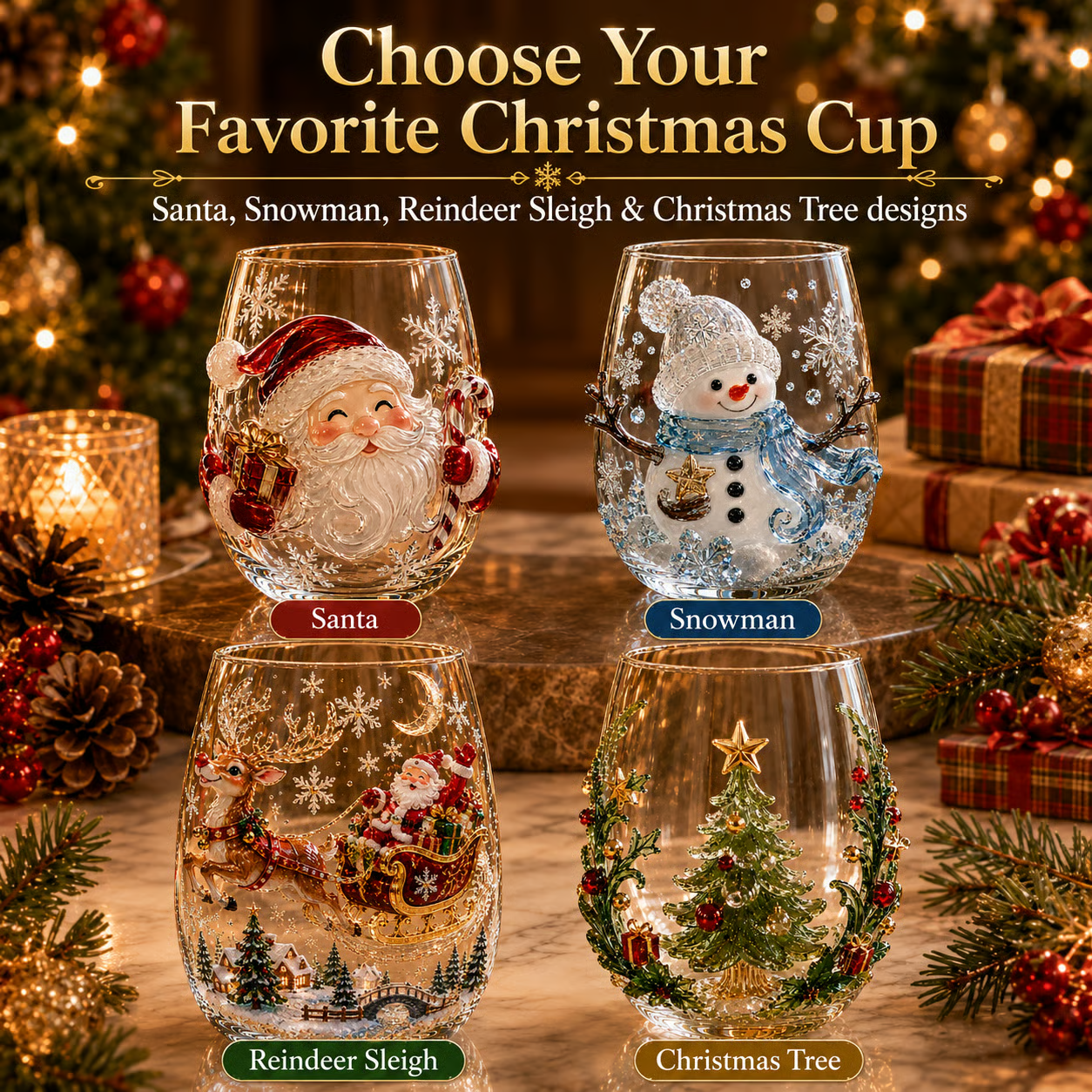 💥Collection de cadeaux de Noël : verres en verre magiques✨