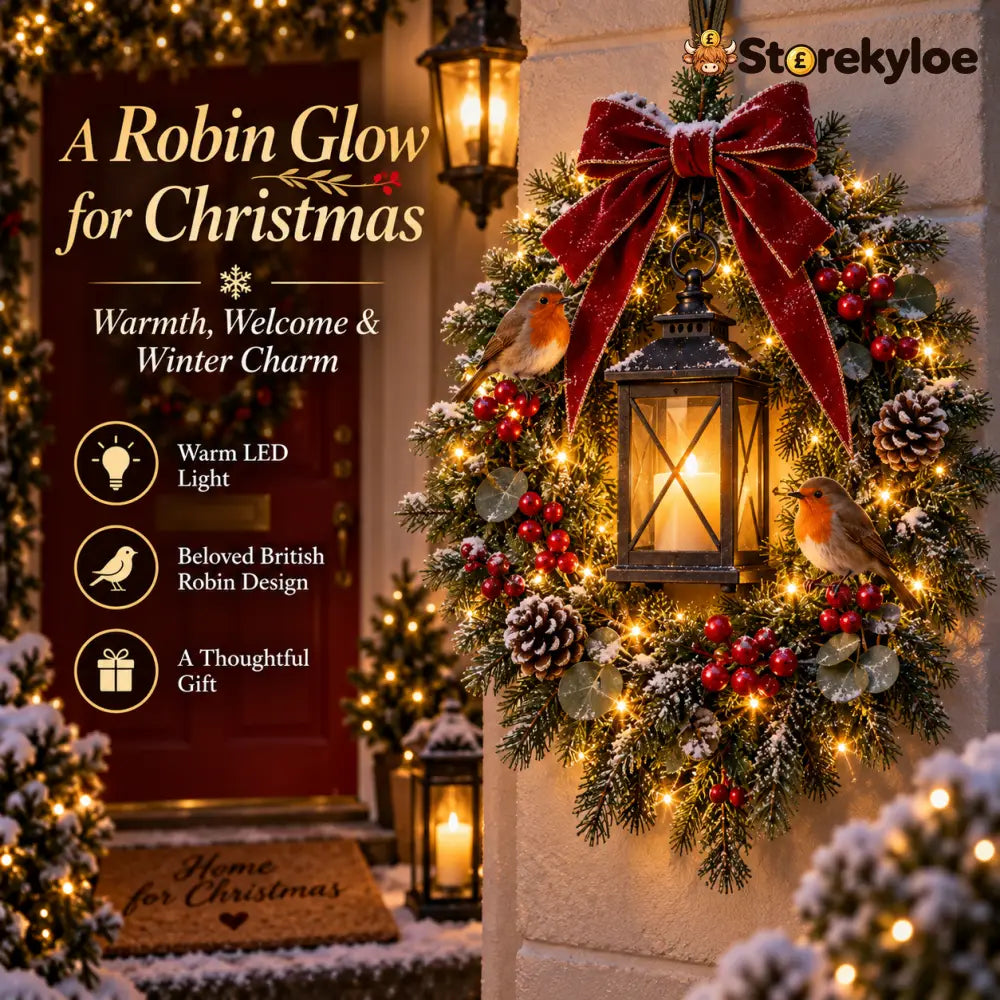 ✨Dernier jour : 49 % de réduction✨🐦 A Robin Glow™ – Couronne de Noël lumineuse en forme de rouge-gorge