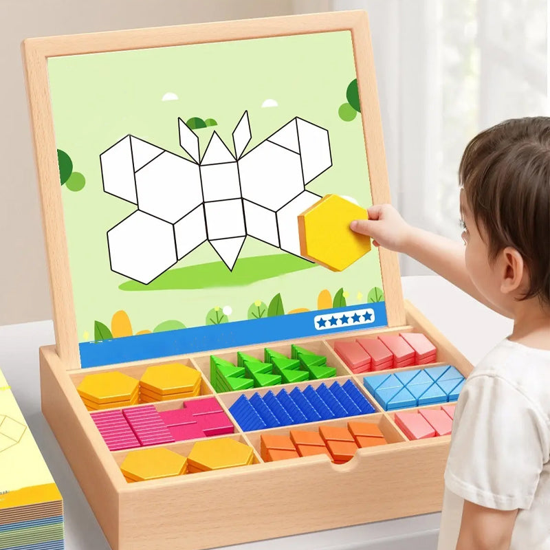 🎁Soldes de Noël anticipés 50 % DE RÉDUCTION🔥Puzzle magnétique en bois avec blocs à motifs🧩