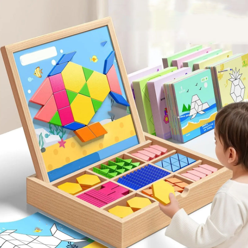 🎁Soldes de Noël anticipés 50 % DE RÉDUCTION🔥Puzzle magnétique en bois avec blocs à motifs🧩