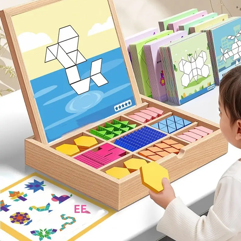 🎁Soldes de Noël anticipés 50 % DE RÉDUCTION🔥Puzzle magnétique en bois avec blocs à motifs🧩