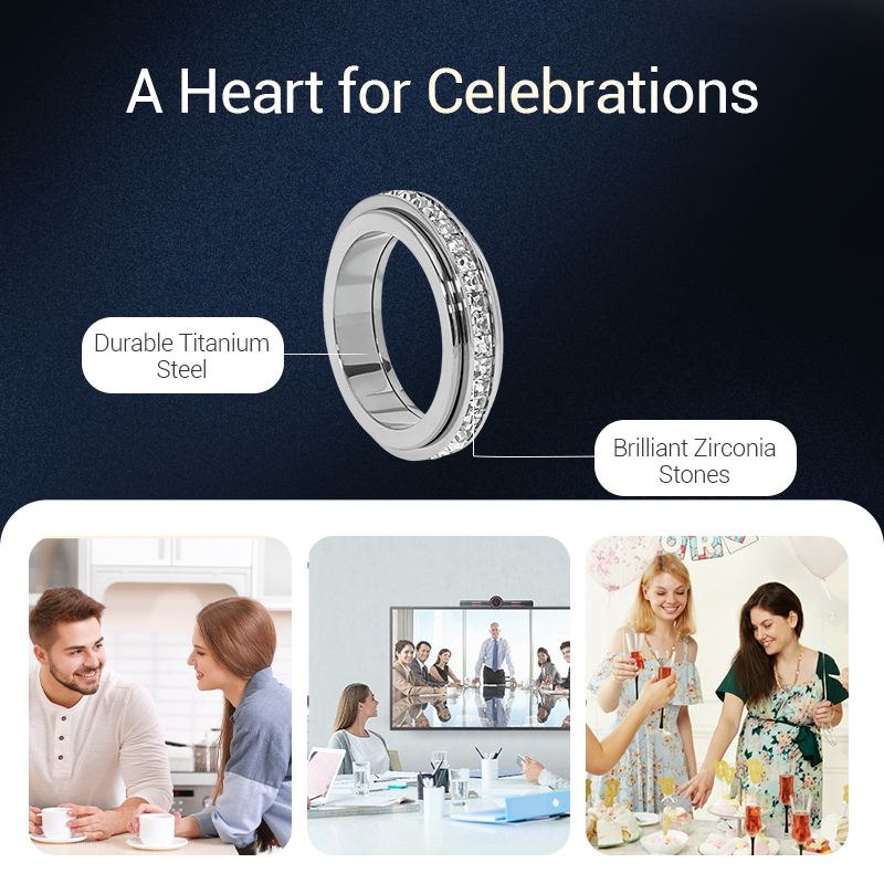 💖Offre exceptionnelle Black Friday – 50 % de réduction !💖Bague tournante en acier titane avec zircone