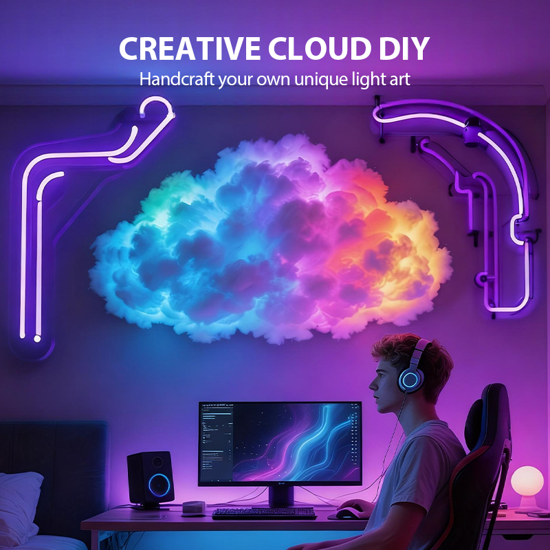 ⏳Spécial à durée limitée⏰Décor lumineux DIY « Nuage d'orage » à LED et alimentation USB🌈☁️