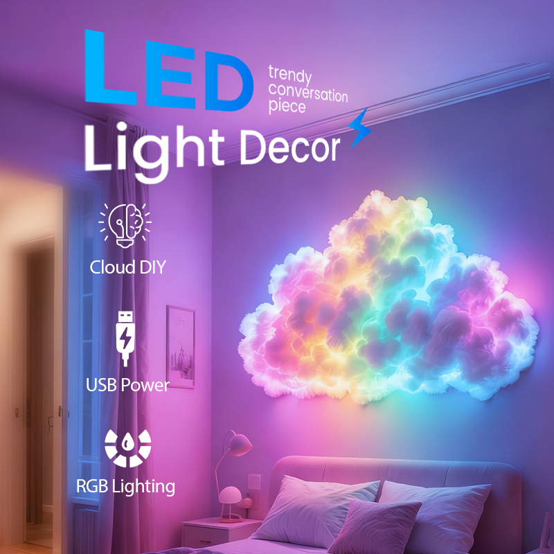 ⏳Spécial à durée limitée⏰Décor lumineux DIY « Nuage d'orage » à LED et alimentation USB🌈☁️