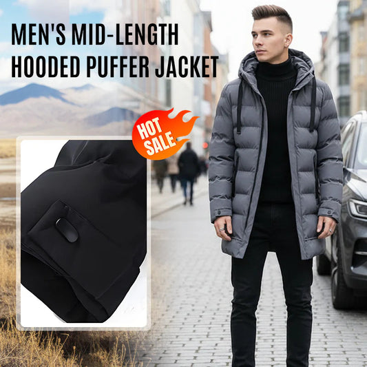 ⌛50 % Rabatt auf alles! ⏰ Gesteppte Herrenjacke mit Kapuze, mittellang 🔥