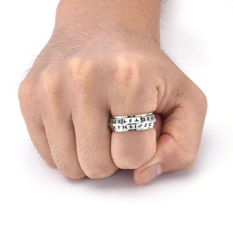✨🎅Offres de Noël – Pour une durée limitée !⏰Bague tournante Titanium Steel Viking Rune