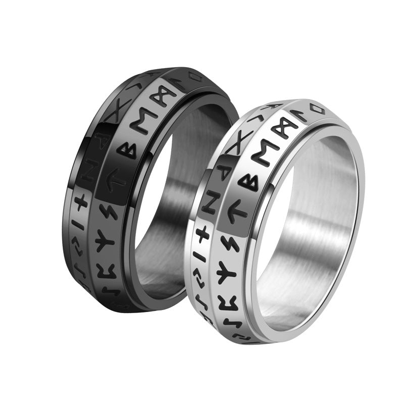 ✨🎅Offres de Noël – Pour une durée limitée !⏰Bague tournante Titanium Steel Viking Rune