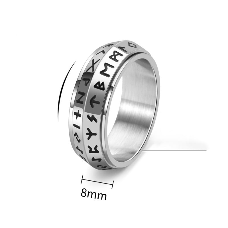 ✨🎅Offres de Noël – Pour une durée limitée !⏰Bague tournante Titanium Steel Viking Rune