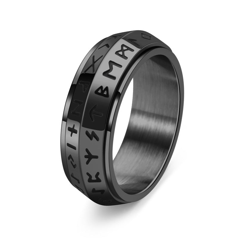 ✨🎅Offres de Noël – Pour une durée limitée !⏰Bague tournante Titanium Steel Viking Rune