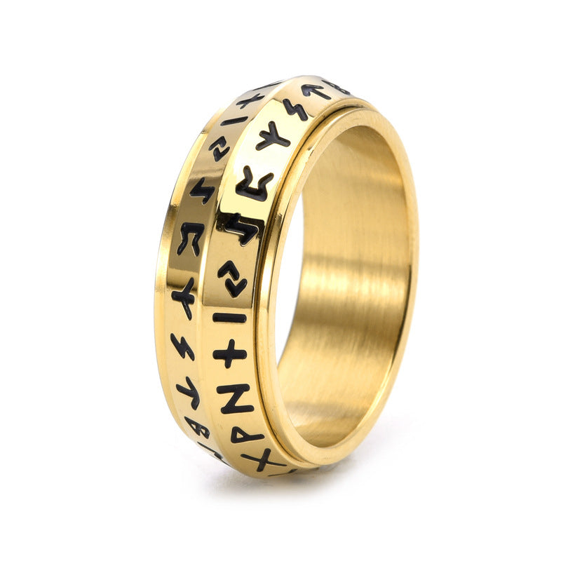 ✨🎅Offres de Noël – Pour une durée limitée !⏰Bague tournante Titanium Steel Viking Rune
