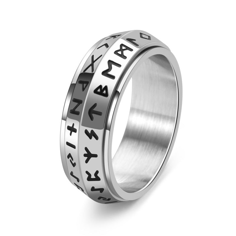 ✨🎅Offres de Noël – Pour une durée limitée !⏰Bague tournante Titanium Steel Viking Rune