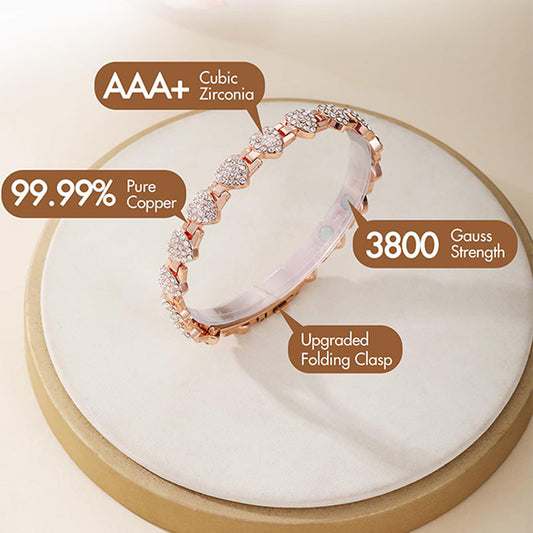 Bracelets magnétiques en cuivre en forme de cœur éblouissants pour femmes
