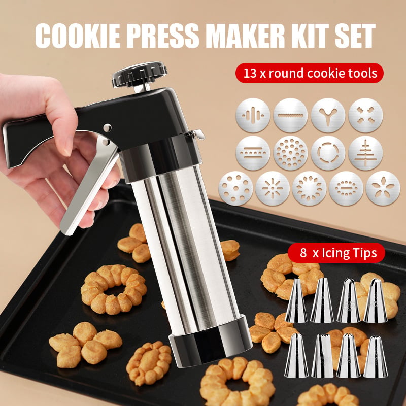 Presse à biscuits en acier inoxydable avec 13 disques et 8 embouts