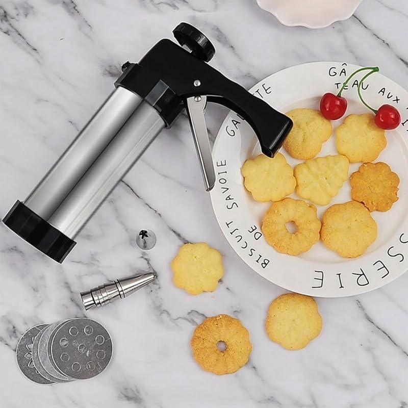 Presse à biscuits en acier inoxydable avec 13 disques et 8 embouts