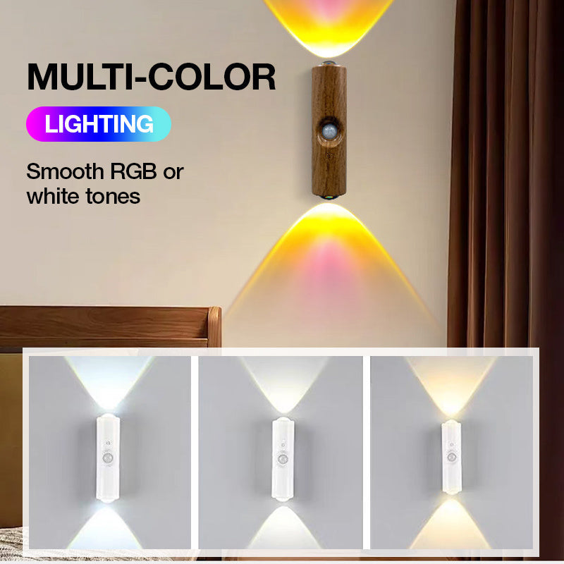 Veilleuse LED intelligente avec détecteur de mouvement, applique murale RGB à intensité variable et couleurs changeantes, éclairage d'ambiance magnétique adhésif rechargeable par USB avec effet dégradé pour chambre à coucher