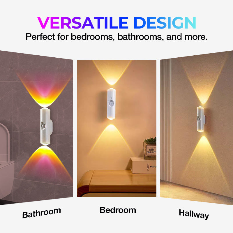 Veilleuse LED intelligente avec détecteur de mouvement, applique murale RGB à intensité variable et couleurs changeantes, éclairage d'ambiance magnétique adhésif rechargeable par USB avec effet dégradé pour chambre à coucher