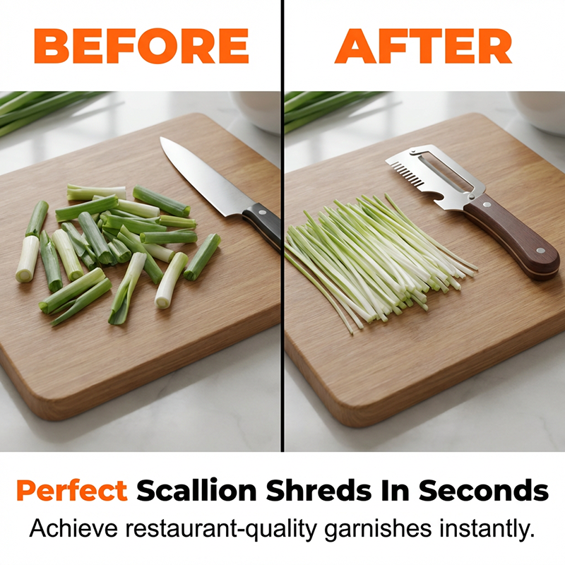 ✨Ustensile de cuisine 3 en 1 pour émincer et éplucher les oignons nouveaux