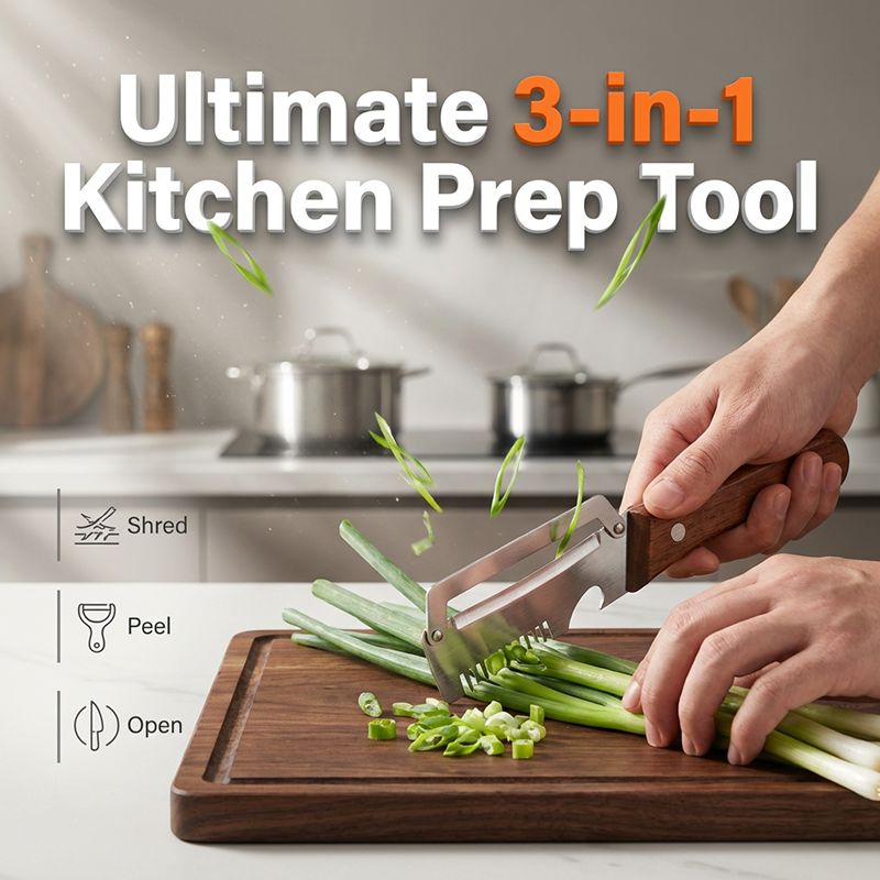 ✨Ustensile de cuisine 3 en 1 pour émincer et éplucher les oignons nouveaux