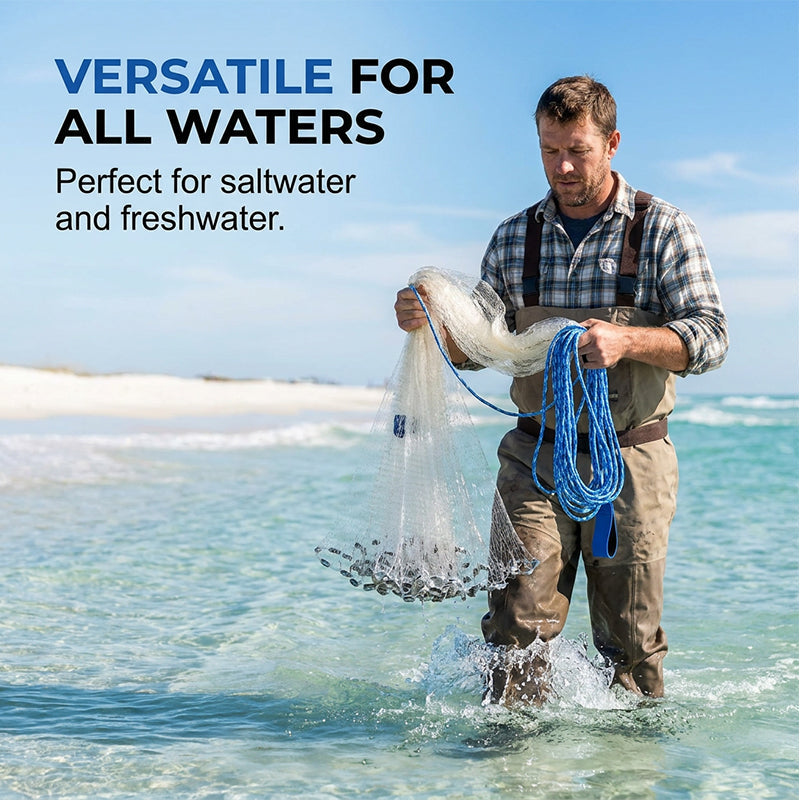 🎣 50 % DE RÉDUCTION POUR UNE DURÉE LIMITÉE ! ✨ Filet de pêche facile à lancer – Mailles ultra-résistantes, descente rapide, polyvalent 🌊
