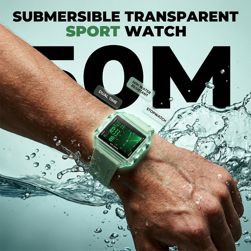 ⏳Offre spéciale à durée limitée⏰Montre numérique transparente étanche – étanchéité à 50 m, écran luminescent, affichage hybride ✨