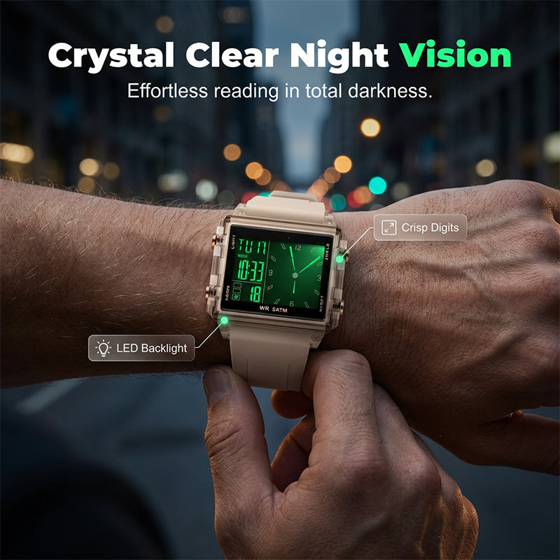 ⏳Offre spéciale à durée limitée⏰Montre numérique transparente étanche – étanchéité à 50 m, écran luminescent, affichage hybride ✨