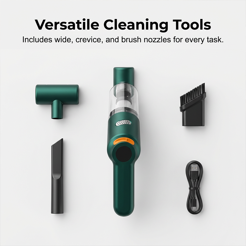 Kit d'aspirateur sans fil haute puissance pour voiture 🚗 Puissance d'aspiration élevée 💨 Aspirateur à main rechargeable ⚡ Kit complet d'accessoires pour le nettoyage de l'habitacle