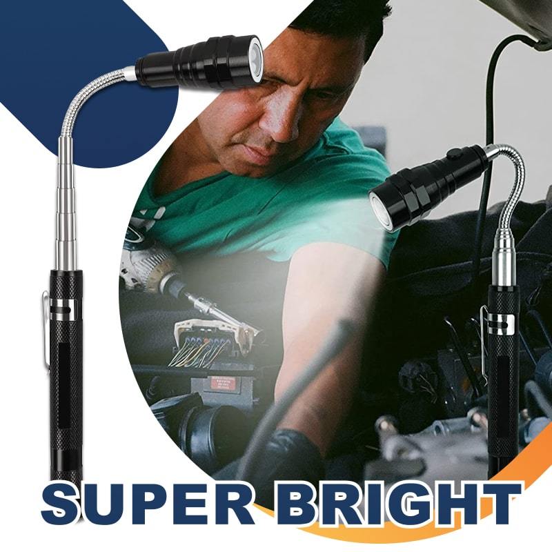 🔦 50 % de réduction pour une durée limitée ! ✨ Lampe torche magnétique télescopique multifonction — télescopique, col de cygne à 360°, ultra-lumineuse 🛠️