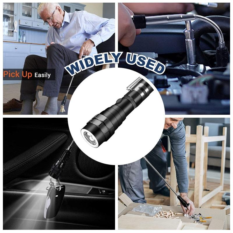 🔦 50 % de réduction pour une durée limitée ! ✨ Lampe torche magnétique télescopique multifonction — télescopique, col de cygne à 360°, ultra-lumineuse 🛠️