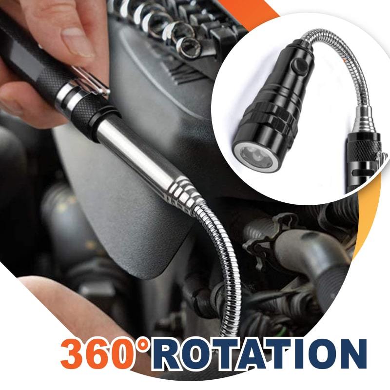 🔦 50 % de réduction pour une durée limitée ! ✨ Lampe torche magnétique télescopique multifonction — télescopique, col de cygne à 360°, ultra-lumineuse 🛠️