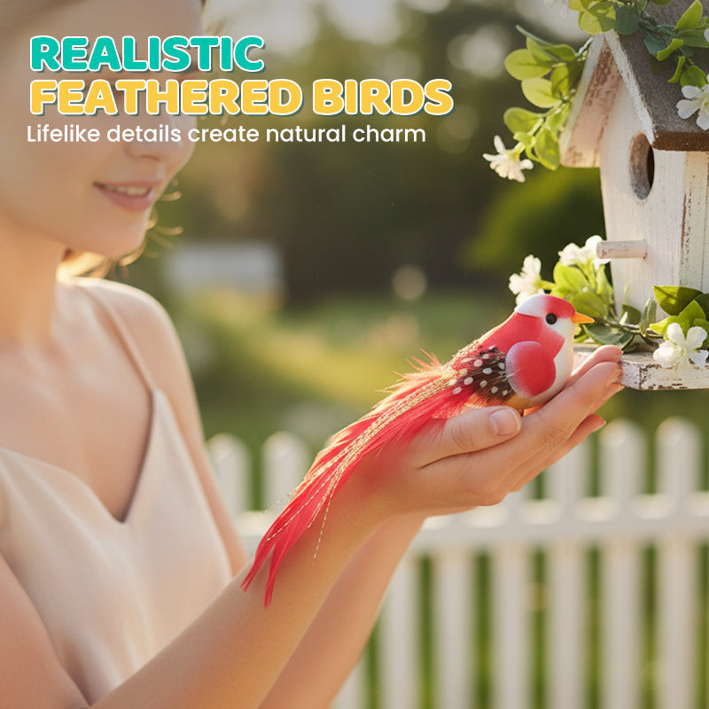 🐦 Oiseaux en plumes artificielles avec pince (12 pièces par paquet)