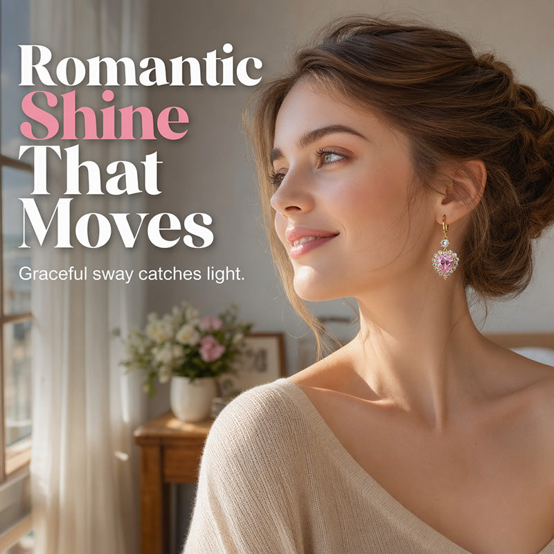 🩵Boucles d'oreilles pendantes en forme de cœur étincelantes