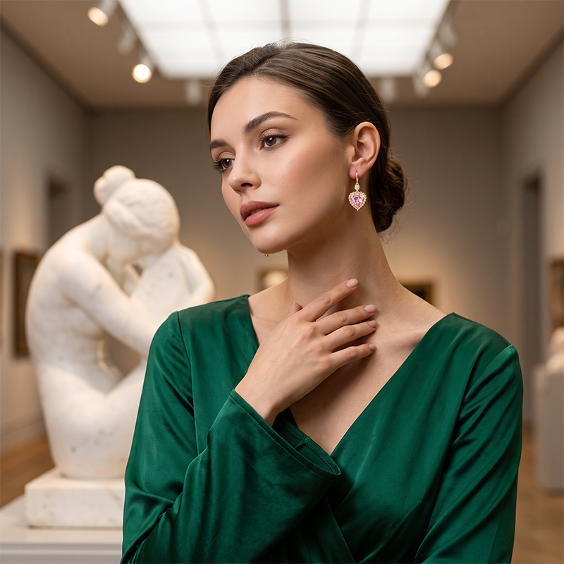 🩵Boucles d'oreilles pendantes en forme de cœur étincelantes