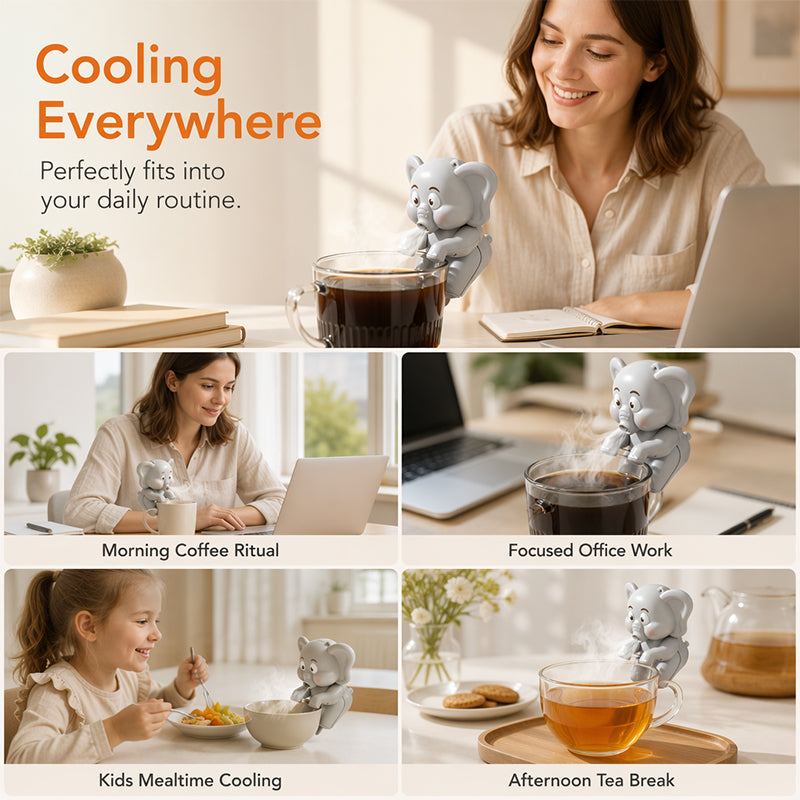⏳Offre limitée à -50 % ! 🌬️Refroidit naturellement et protège votre œsophage ! 🐘Mignon mini ventilateur suspendu pour tasse en forme d'animal de compagnie🐘🦖💨