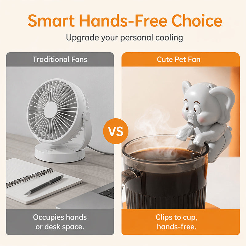 ⏳Offre limitée à -50 % ! 🌬️Refroidit naturellement et protège votre œsophage ! 🐘Mignon mini ventilateur suspendu pour tasse en forme d'animal de compagnie🐘🦖💨