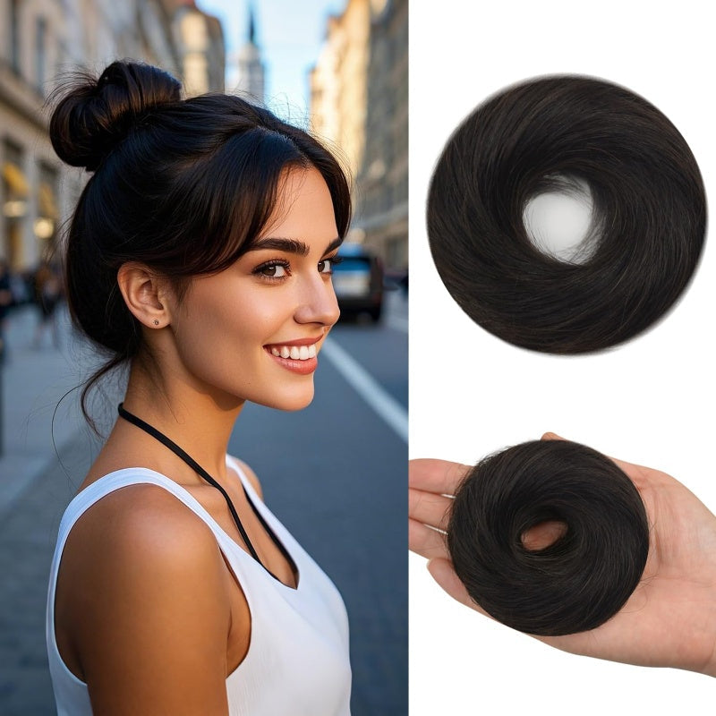 💁‍♀️Quick‑Fit Voluminous Hair Wrap | Realistic Synthetic Bun Piece for Daily & Special Occasion