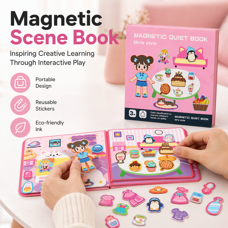 Livre magnétique silencieux pour enfants avec puzzle pliable : jouet éducatif pour les tout-petits, garçons et filles