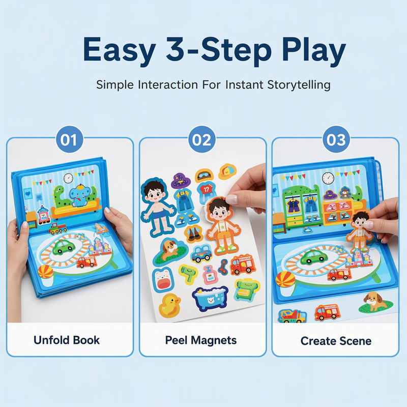 Livre magnétique silencieux pour enfants avec puzzle pliable : jouet éducatif pour les tout-petits, garçons et filles