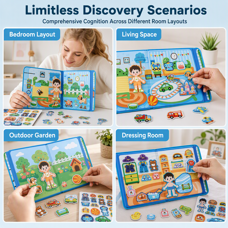 Livre magnétique silencieux pour enfants avec puzzle pliable : jouet éducatif pour les tout-petits, garçons et filles