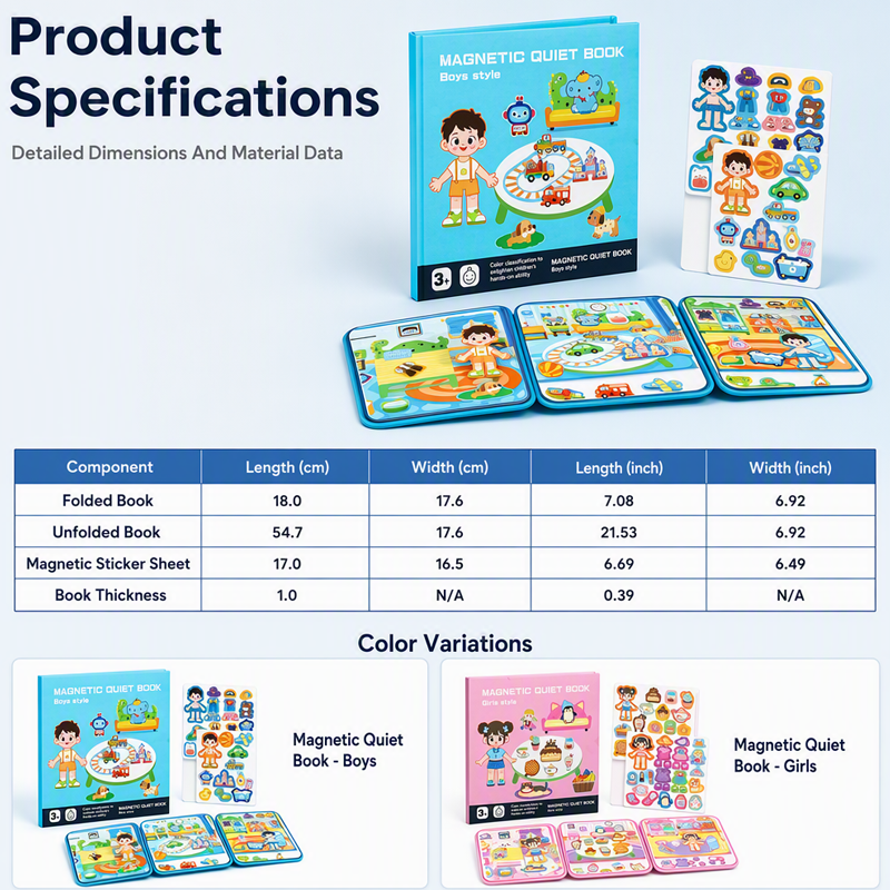 Livre magnétique silencieux pour enfants avec puzzle pliable : jouet éducatif pour les tout-petits, garçons et filles