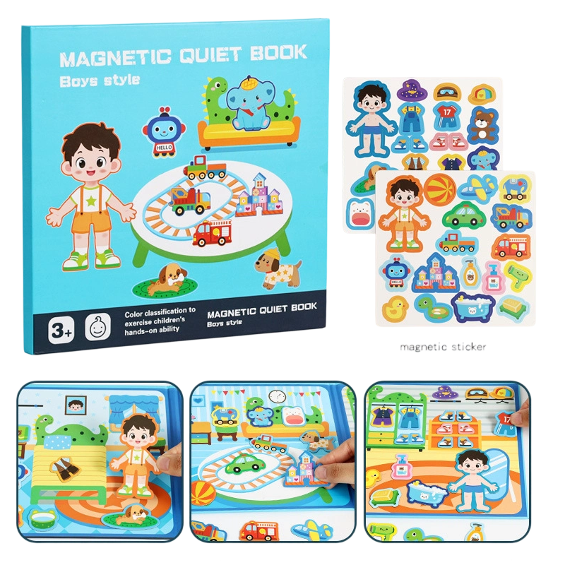 Livre magnétique silencieux pour enfants avec puzzle pliable : jouet éducatif pour les tout-petits, garçons et filles