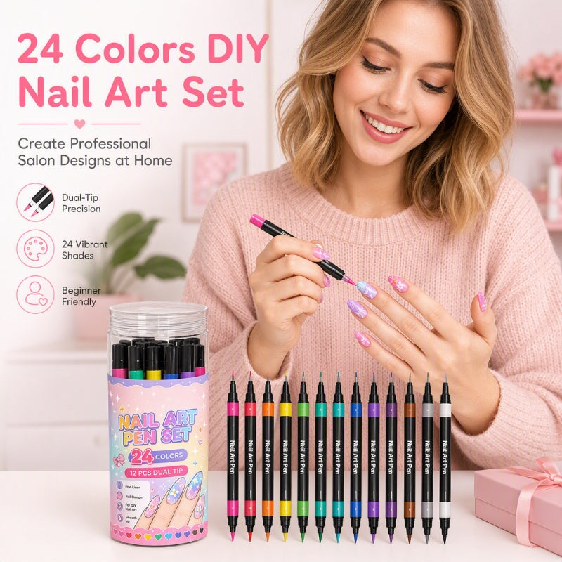 💅 Stylos de nail art double face, 24 couleurs, pour une manucure à faire soi-même