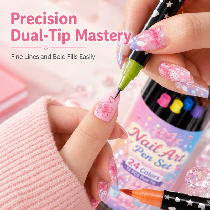 💅 Stylos de nail art double face, 24 couleurs, pour une manucure à faire soi-même