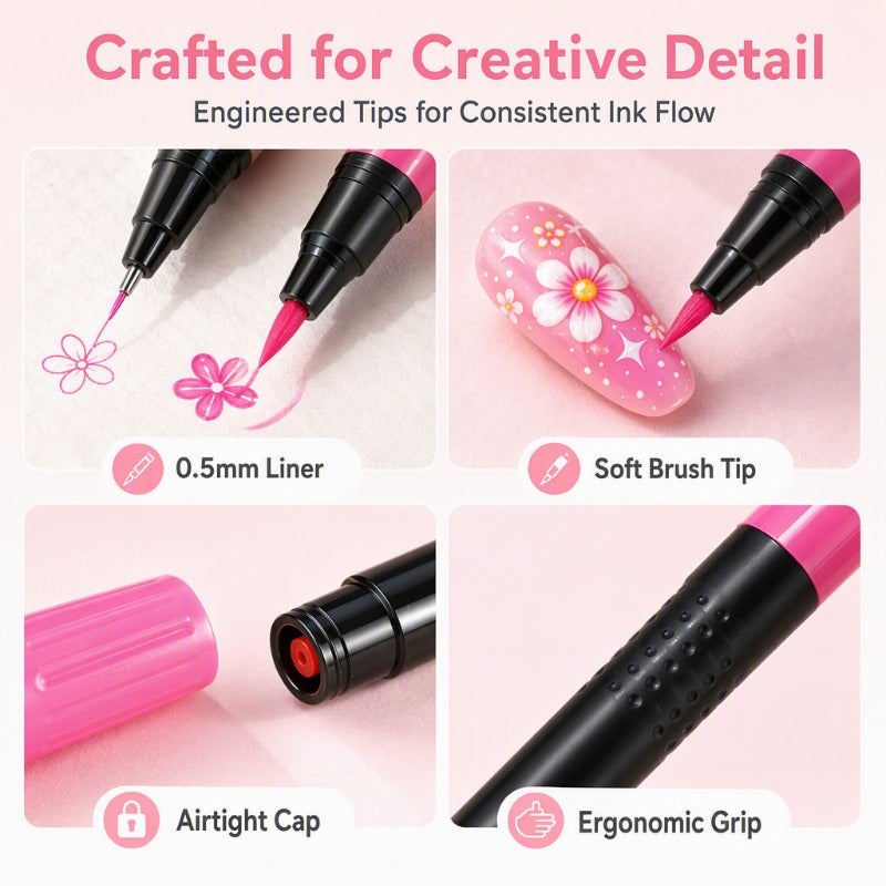 💅 Stylos de nail art double face, 24 couleurs, pour une manucure à faire soi-même