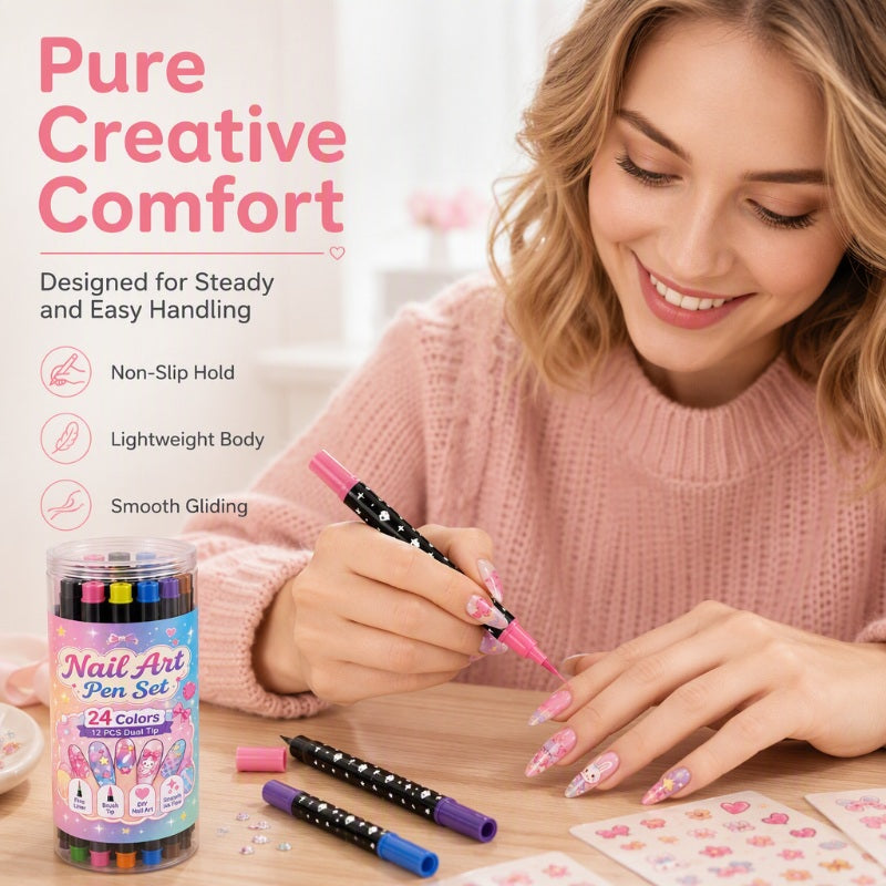 💅 Stylos de nail art double face, 24 couleurs, pour une manucure à faire soi-même
