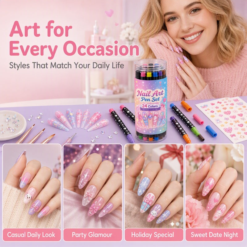 💅 Stylos de nail art double face, 24 couleurs, pour une manucure à faire soi-même