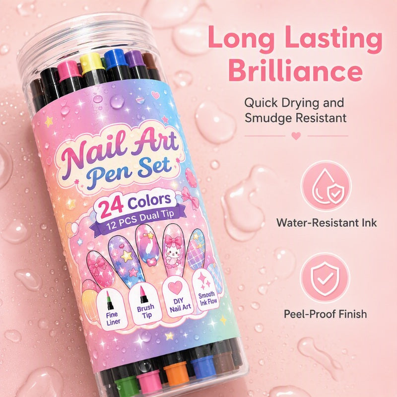 💅 Stylos de nail art double face, 24 couleurs, pour une manucure à faire soi-même
