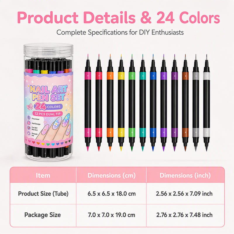 💅 Stylos de nail art double face, 24 couleurs, pour une manucure à faire soi-même