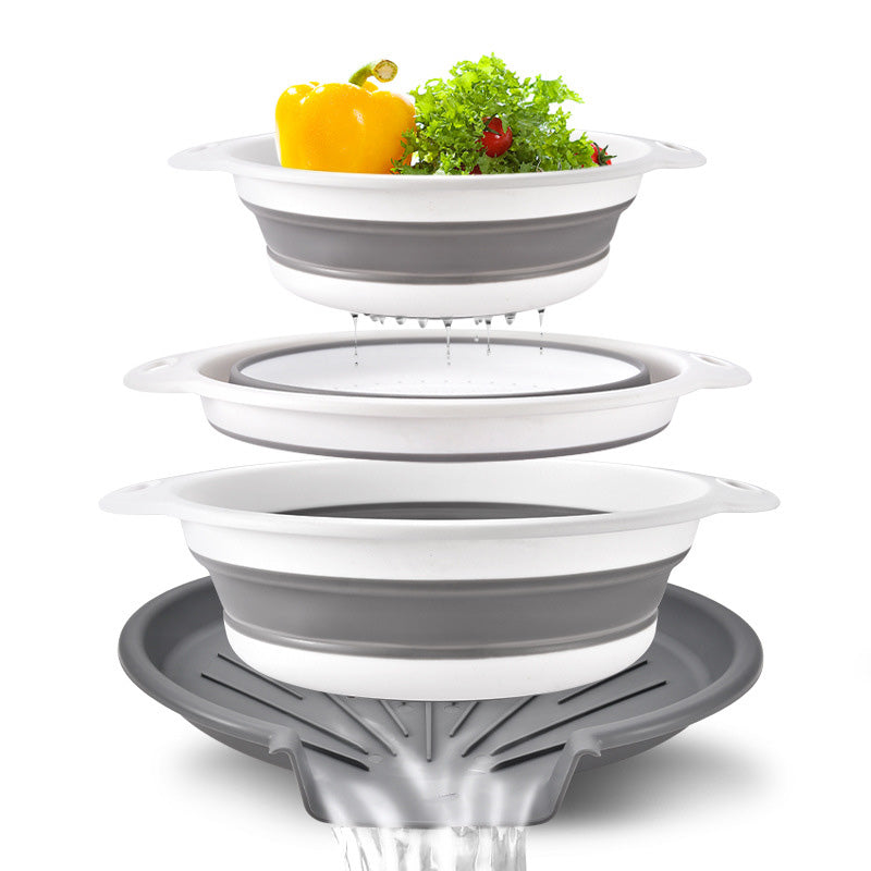 📢 50% de Réduction – Lot de 3 Passoires Pliables avec Base d'Égouttage, Égouttoir Cuisine Gain de Place pour Fruits et Pâtes